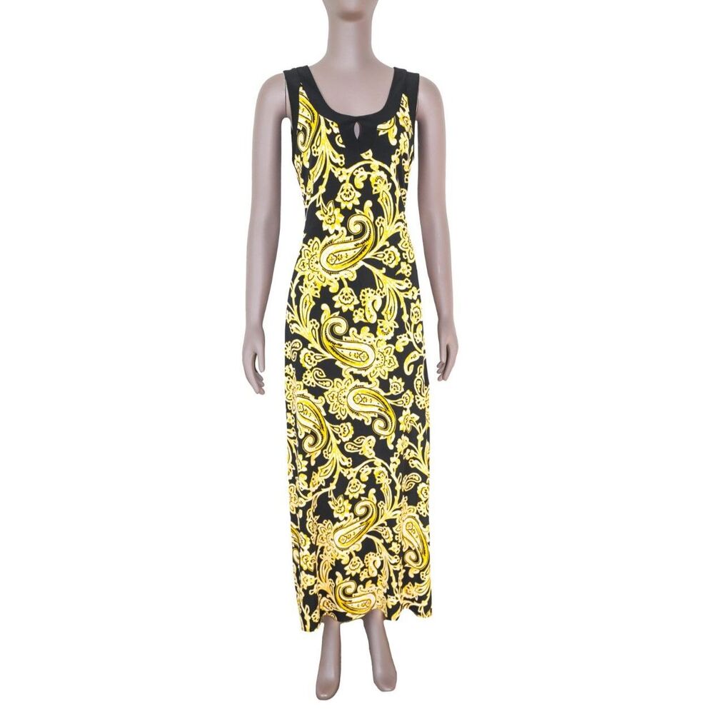 Summer Floral Maxi‎ Sundress Beach Vacation Tank Dress Work Office Wear Medium